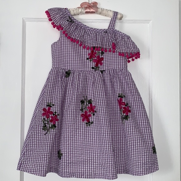 Rare Editions Other - Rare Editions Purple Floral Seersucker Dress 5 EUC